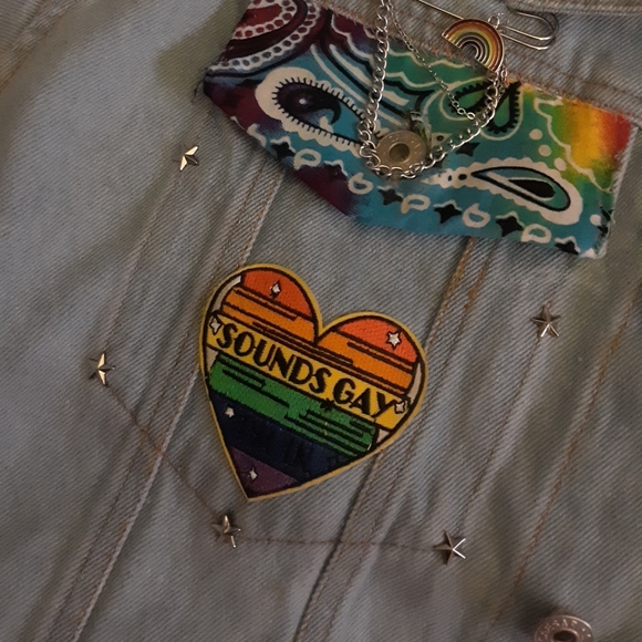 SOLD! LGBT illuminati denim custom jacket! Drops April 6th - Picture 11 of 16